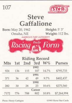 1993 Jockey Star #107 Steve Gaffalione Back